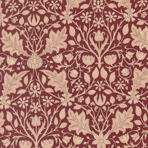 Morris Muse - Triple Net - Russet - Light coral floral on red