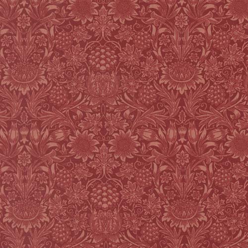 Morris Muse - Sunflower Damask - Russet - Tone on tone red floral damask