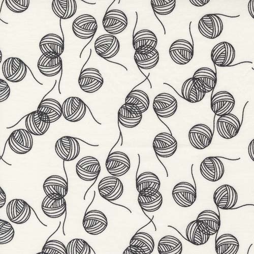 Lazy Afternoon - Black Yarn balls on vanilla white