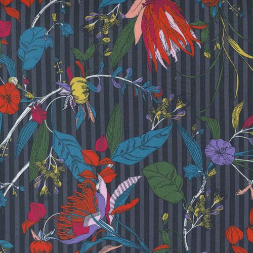 The Lookout - Large Floral - Washed Black - colorful flowers by Jen Kingwell