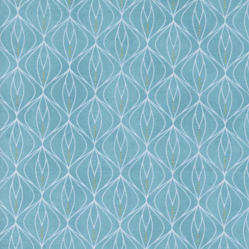 Flirtation - Elated - Sky Blue - geometric on light blue w/gold accent