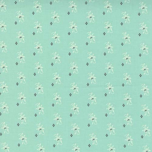 Fresh Fig Favorites - Ditsy - Aqua - small floral blender ivory on aqua
