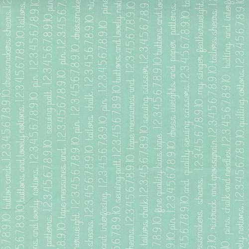 Fresh Fig Favorites - Sewing Words - Aqua - ivory text on aqua