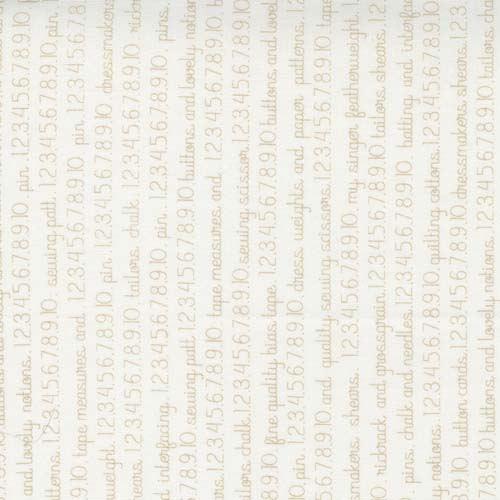 Fresh Fig Favorites - Sewing Words - Ivory/linen - tan text on ivory