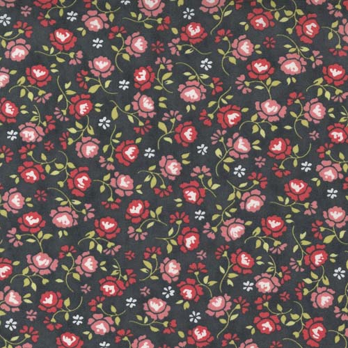 Fresh Fig Favorites - Roses - Black - Small pink and red roses on black