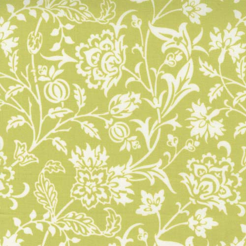 Pumpkins Blossoms - PumpkinVine Damask - Sprout - cream blossoms on green