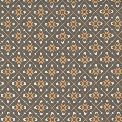 Pumpkins Blossoms - Harlequin - Pebble - cream and orange flowers on grey