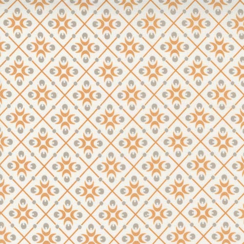 Pumpkins Blossoms - Harlequin - Vanilla/Pumpkin - orange flower in grid on crea
