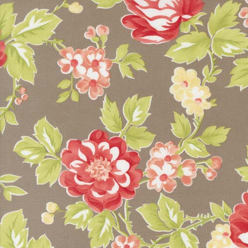 Jelly and Jam - Summer Bloomers - Twine - Brown - Large floral on brown