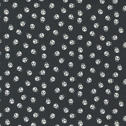 Holiday Halloween - White Skulls on Midnight Black