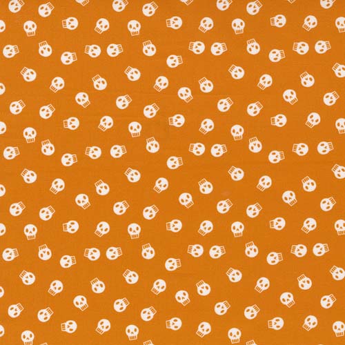 Holiday Halloween - White Skulls on Pumpkin Orange