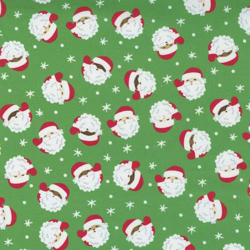 Holiday Christmas - Multi-Cultural Santa Faces on Holly Green