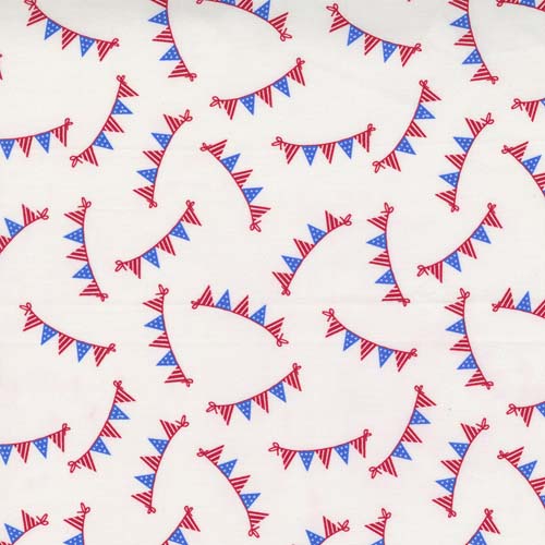 Holiday Americana - Flag Bunting - White with red anad blue penants tossed