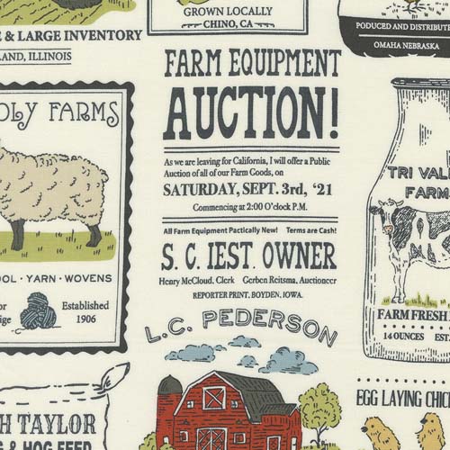 Farmstead - Vintage Farm Advertisments - Porcelain - text & pictures on cream