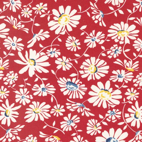 Sweet Melodies - Daisies - Red - White daisies on red - 30's reproduction