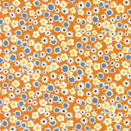 Sweet Melodies -Daisy Dots-Orange- white&blue flowers - 30's reproduction
