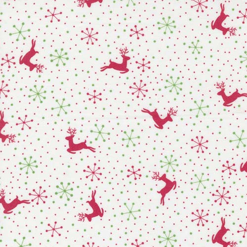 Reindeer Games - Reindeer dots - Winter White -  reindeer & snowflakes on white