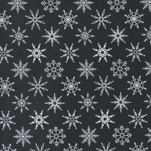 Candy Cane Lane - Snowflake -Charcoal - white snowflakes on black