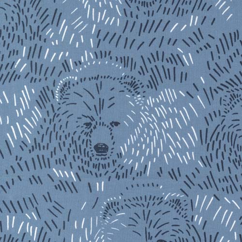 Marigold - Bears - Cornflower - line drawings of bears on blue- Aneela Hoey