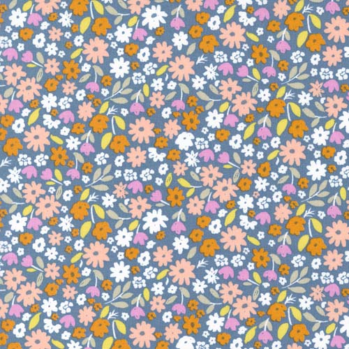 Marigold - Summer - Cornflower orange & white flowers on blue - Aneela Hoey