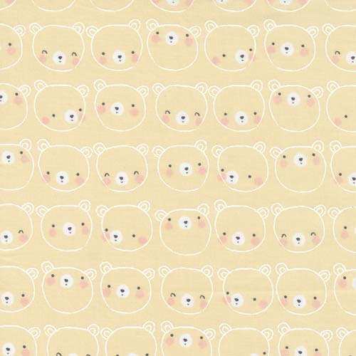 D is For Dream - Yellow - Bear Face - rows of bear faces on yellow