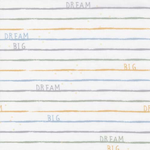 D is For Dream - White/Multi -Dream Big Stripe - multi colored stripes w/words
