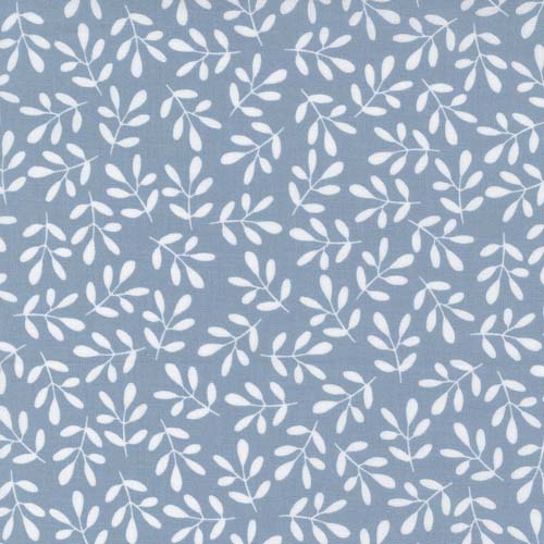 D is For Dream - Dark Blue -Leaf Sprig - white leafy sprigs on blue