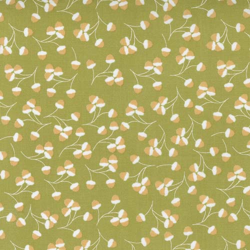 Cozy Up - Moss Yellow & White Acorns on Green - Corey Yoder