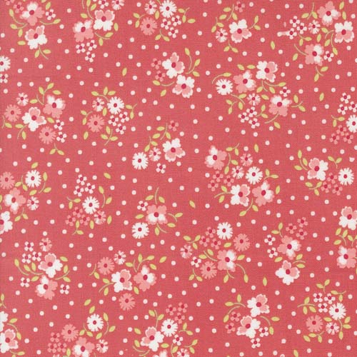 Cali Co - Floral Dot -Flamingo - pink & white floral on dark pink - Corey Yoder