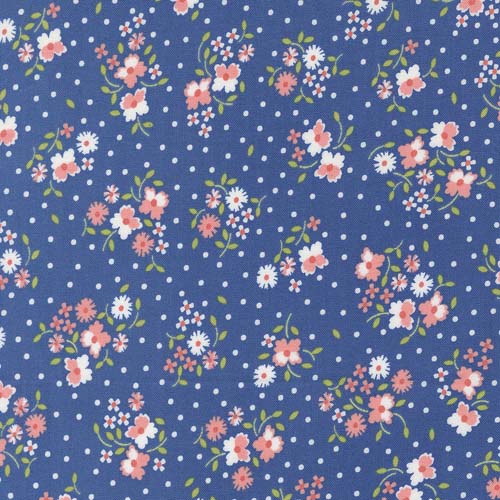 Cali Co - Floral Dot - Cobalt- Pink & white floral on blue - Corey Yoder