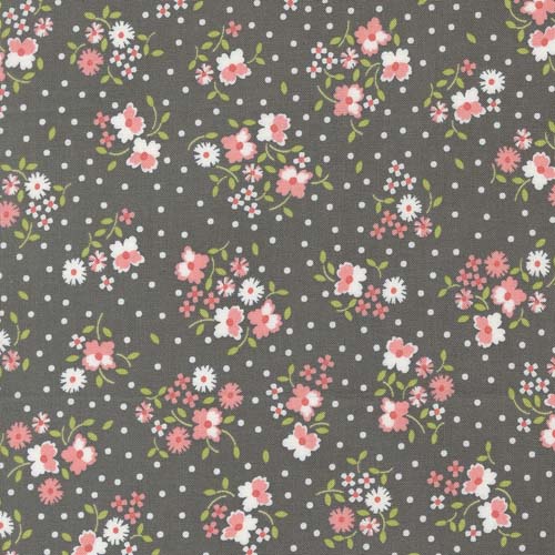 Cali Co - Floral Dot - Slate - Pink & white floral on gray - Corey Yoder