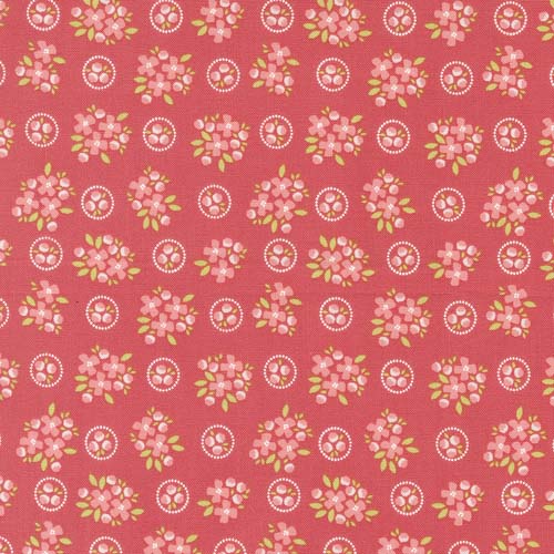 Cali Co - Ring Around Posie -Flamingo - pink floral on dark pink - Corey Yoder