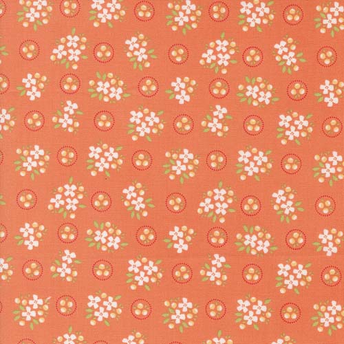 Cali Co - Ring Around Posie -Melon - white & floral on orange -Corey Yoder