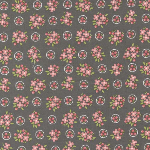 Cali Co - Ring Around Posie -Slate -pink floral on gray - Corey Yoder