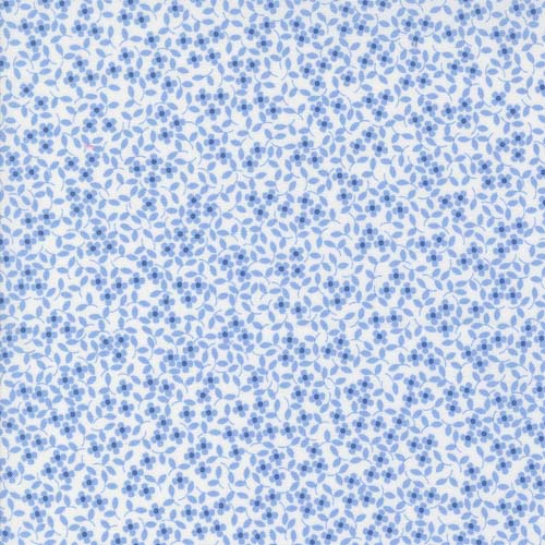 Cali Co - Ditsy Ditsy - Cobalt/Cloud-blue floral&leaves on white - Corey Yoder