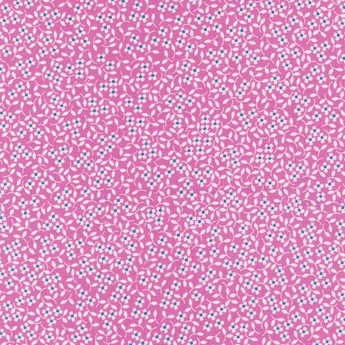 Cali Co - Ditsy Ditsy - Carnation- floral & leaves on bright pink-Corey Yo
