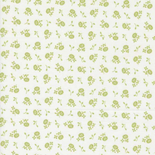 Cali Co - Cameo Ditsy - Pistachio/Cloud- small green flower on white-Corey Yoder