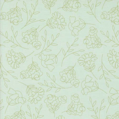 Abloom - Spring Sketch - Robins Egg Blue -floral sketch on aqua-Corey Yoder