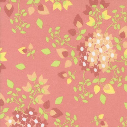 Sherbet Sunshine Flannel - Sunshine Bouquets - Flamingo - lg floral on coral