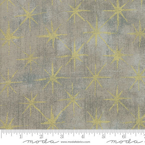 Seeing Stars - Metallic - Gray Couture - Metallic Gold Stars on Gray Grunge