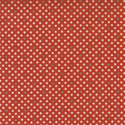 Frankie - Naive - Melon - white dots and green hearts on red