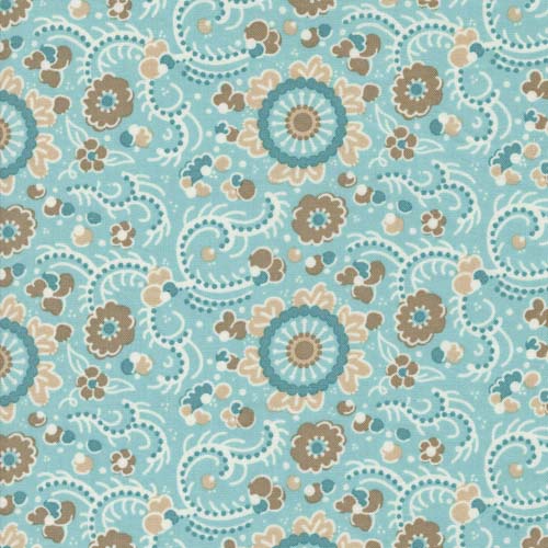 Sunday Brunch - Blintz Florals - Mint Tea - stylized florals on light teal