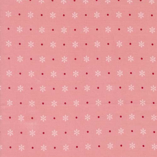 Kitty Christmas - Snowflake Flurry - Cheeky Pink -  white snowflakes on pink