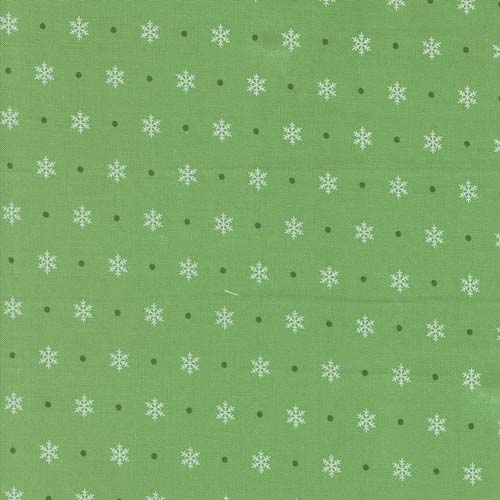 Kitty Christmas - Snowflake Flurry - Holly - white snowflakes on green