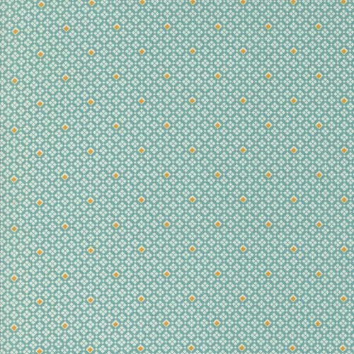 30s Playtime - Square Dance -Teal - Dotted Squares w/gold squares