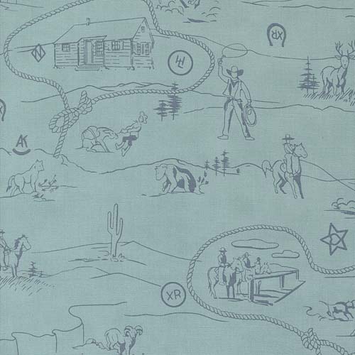 Saddle Ranch - Westward Landscape - Pond - blue tone on tone scenic