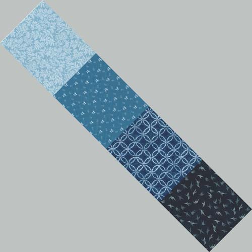 50 Years of Moda - Four in One- Indigo - four light to dark blue prints