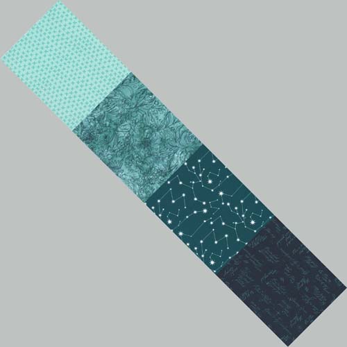 50 Years of Moda - Four in One- Prussian Blue - four lt to dark teal blue prints