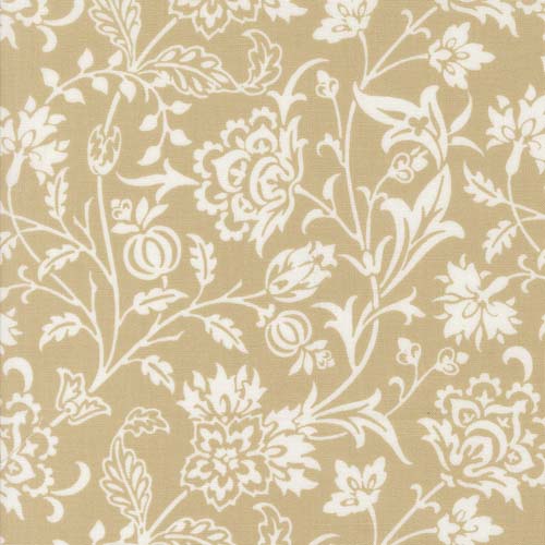 Agatha Road - Harvest Floral - Fog - cream floral on tan