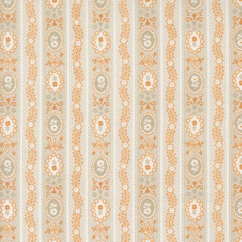 Agatha Road - Wallpaper Stripes -  Ghost/Multi - tan & orange floral stripe
